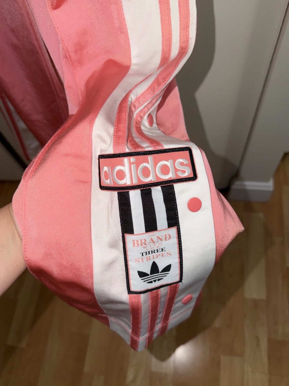 adidas Pink Track Pants with White Side Stripes - Picture 5 of 7